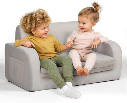 3-in-1 Extra Wide Convertible Kids Couch, Flip Open Toddler Couch to Lounger,