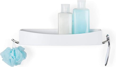 Better Living Clever Flip Shower Shelf, Wall Mounted Shower Caddy Organizer, 16.88" x 4" x 2.88", White, No Drilling