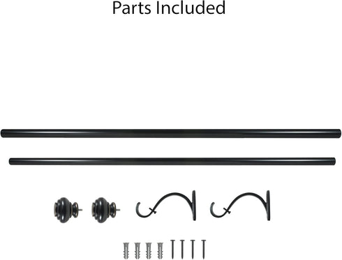 Decopolitan 1-Inch Urn Single Window Treatment Rod Set, 18 to 36-Inch, Antique Bronze