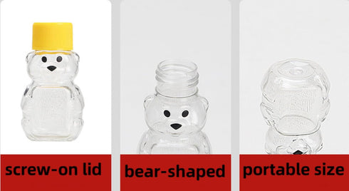 Cufarys 12 Pack 2oz (12) Honey Bear Bottle Bear Shape Clear Empty Honey Bottles Honey Jar with Screw Lid,Plastic Mini