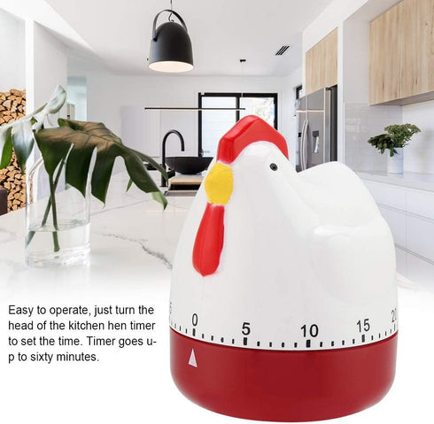 Alinory Chicken Timer, Lovely Chicken Timer Mechanical Kitchen Cooking Alarm Clock for Home Decor Timing Reminder