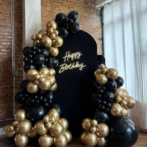 Black and Gold Balloon Garland Kit, 114Pcs Latex Party Balloons for Birthday, New Years, Wedding Decorations