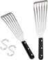 HaSteeL 2-Piece Fish Spatula, Stainless Steel Slotted Turner for Frying, Grilling, Kitchen Cooking, Dishwasher Safe