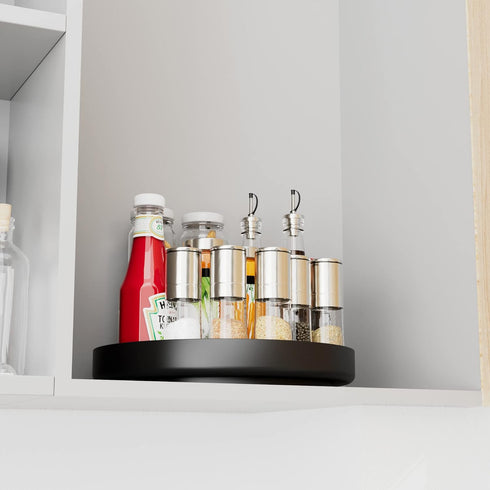 Ovicar 11 inch Lazy Susan Turntable Organizer, Black Rotating Spice Rack for Kitchen Countertop and Bathroom Storage