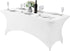 Spandex Table Cover for 6Ft, 4Ft, or 8ft Table, Universal Fitted Stretch Tablecloth for Party and Events, White