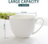 22 OZ Set 2 White Bone China Soup Mugs with Handles, Large Ceramic Coffee Mugs of for Hot Chocolate Cocoa Cereal Salads