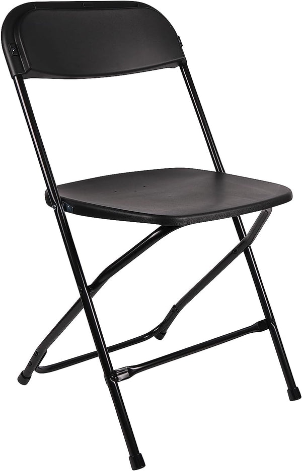 BTEXPERT Black Plastic Folding Chair Steel Frame Commercial High Weight 650lb Capacity