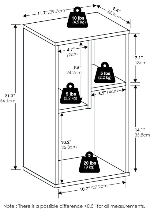 3-Cube 9.4 11.7 21.3, Furinno DALY Book Shelf, Bookshelf, Cube Storage Organizer Bookcase with Irregular Compartments