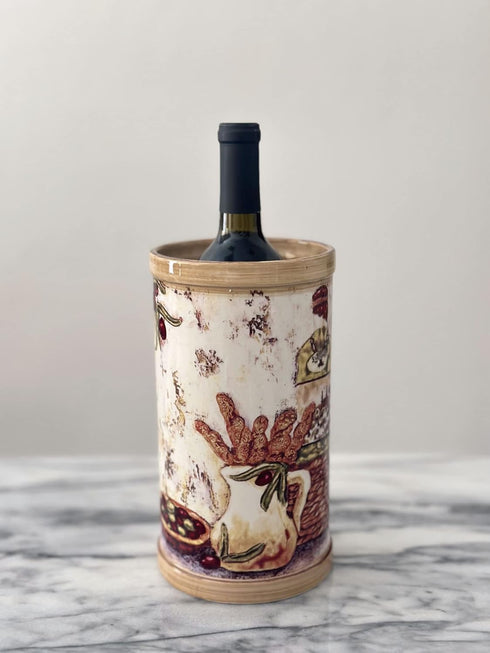 Supreme Housewares Ceramic Wine Chiller Pitcher, Majolica Style with Tuscan Design