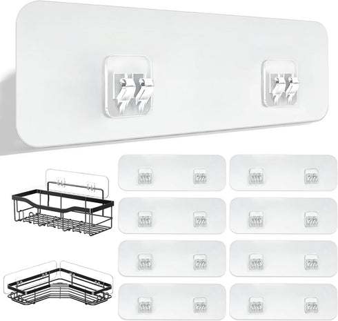FGSAEOR 9 Pack Shower Caddy Adhesive Replacement Strips, Heavy Duty Clear Waterproof