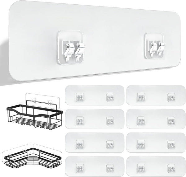 FGSAEOR 9 Pack Shower Caddy Adhesive Replacement Strips, Heavy Duty Clear Waterproof