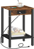 HOOBRO Small Side Table with Charging Station, End Table with USB Ports