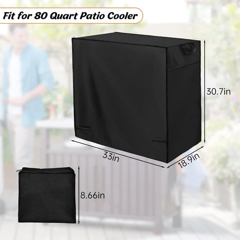 RGQSUN 80-100 Patio Cooler Cart Cover,Fits for Most Quart Rolling Cooler Cart,Waterproof Patio Ice Chest Protective