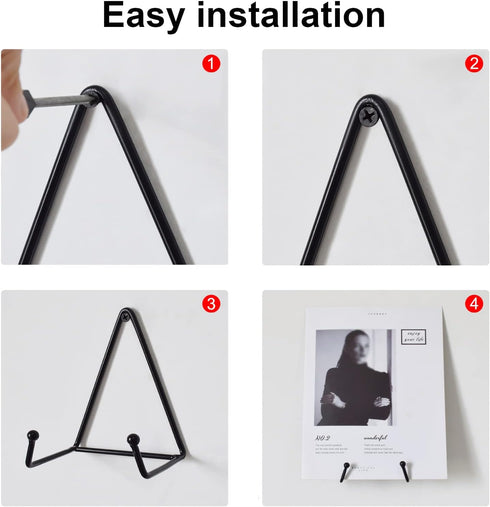 4 Pack 5 Inch Wall Mount Plate Display Hanger, Wall Easel Holder, Tabletop Plate Stand for Decorative Plates, Arts