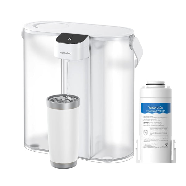 Waterdrop Compact Electric Water Filter Pitcher, 200-Gallon Filter for Fridge, NSF/ANSI 42&53&401, 14-Cup, White