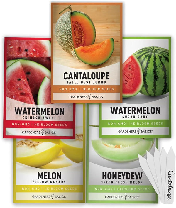 Gardeners Basics, Melon Fruit Seeds for Planting Home Garden 5 Variety Packs