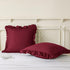 18x18 Inches, Set 2, KKJIAF Ruffle Pillow Cases Burgundy Square Ruffled Pillow Covers of Microfiber Wrinkle Resistant