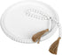 12in White Round Wooden Tray with Wood Beaded Garland for Home Decor- Decorative Tray for Living Room Decor, Coffee