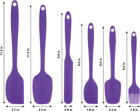 Silicone Spatulas Set - Heat Resistant Spoonula, Non-Stick Scrapers, One Piece Design Baking Mixing Tool (Purple)