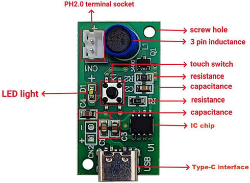 6Pcs USB Humidifieration Atomization Disc Type-C Interface DC 5V Atomization Drive Circuit Board by SazkJere
