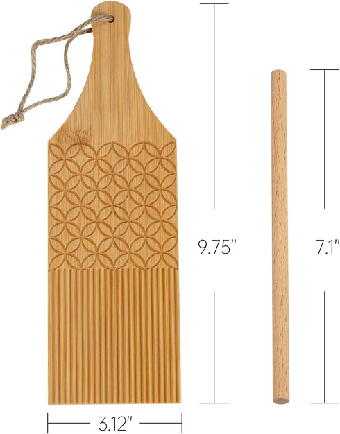 YORSEEK Combo Garganelli Board and Gnocchi Stripper Spaghetti Macaroni Pasta Board Bamboo Rolling Cavatelli Pasta Maker