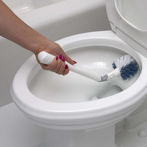 Unger No-Drip Toilet Brush Set, Flexible Neck Scrubber with Portable Caddy Holder for Bathroom Cleaning