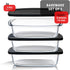 EATEX Glass Bread Pans for Homemade Baking, 1.9 Quart Deep Rectangular Food Storage Containers with Lids, 3 Loaf Pans