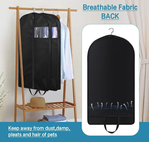 KIMBORA 3 Pack 43" Suit Bags for Closet Storage and Travel, Gusseted Hanging Garment Bags for Clothes & Jackets