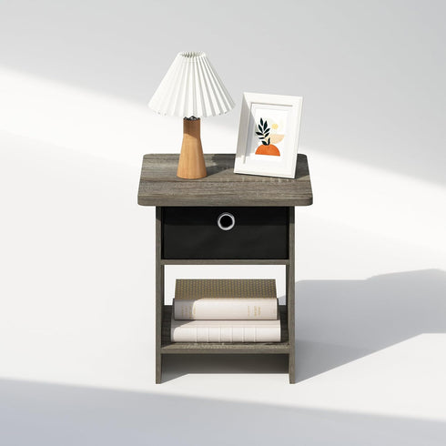 Closet, Furinno TIDUR Night Stand, Square Round Corner Nightstand with Storage Bin, Bedside Table, End Table, Side