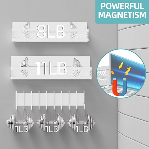 Umomi 3 Pack Magnetic Spice Rack for Refrigerator, Magnetic Shelf for Refrigerator, Movable Magnetic Basket is Used