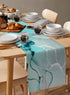 Falaniique 36 Inches Marble Turquoise Aqua Table Runner Long,Cotton Linen Modern Teal Kitchen Dinner Dining Table