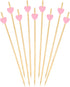 BambooMN 7.1 Inch Pink Heart Bamboo Food and Drink Pick Skewers – 100 Pieces for Catered Events