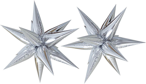 Tellpet Star Balloons Foil Balloon, 2pcs Large Silver Balloon for Birthday Bachelorette Engagement Wedding Party