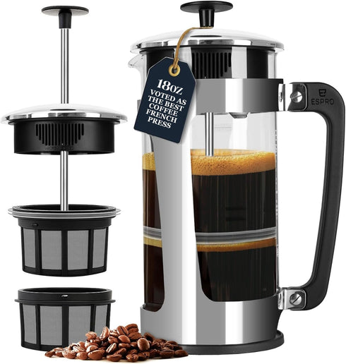 ESPRO P5 French Press Coffee Maker Patented Double Micro-Filter for Grit Free
