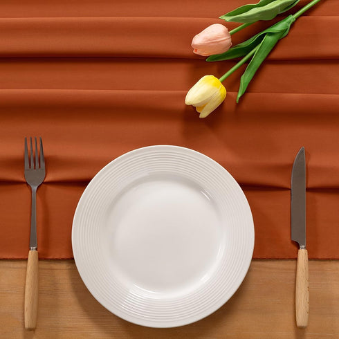 Socomi Terracotta Chiffon Table Runner, Easter Spring Boho Rustic 14ft 29x170 Inches Wedding Runner for Bridal Shower
