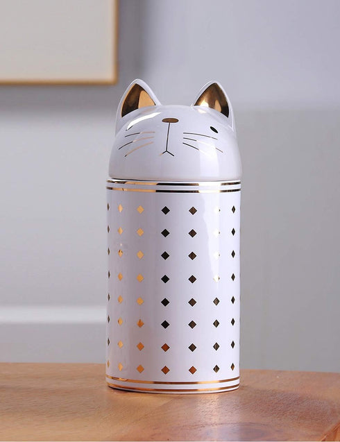 HAUCOZE Cat Cookie Jar Decorative Candy Jar with Lid, Modern Ceramic 8.1inch