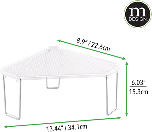 Counter, 2 Pack mDesign Plastic/Steel Freestanding Foldable Corner Stackable Organizer Shelf for Kitchen, Pantry