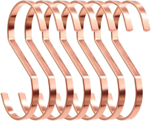 SumDirect 10pcs 4 Inch Rose Gold Flat S Hooks - Heavy Duty Stainless Steel S Shaped Hooks for Hanging