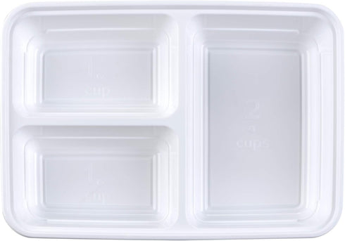 GoodCook Meal Prep Rectangle Three Compartment Set, 20-Piece, White, BPA-Free