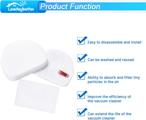 Leadaybetter Filter Replacement for Shark Navigator NV100 NV105 NV106 UV300 NV450, 4 Pack Foam & Felt Filters
