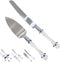 FISHBONE Stainless Steel Wedding Cake Knife and Server Set, Nautical Blue Rings Design for Special Occasions