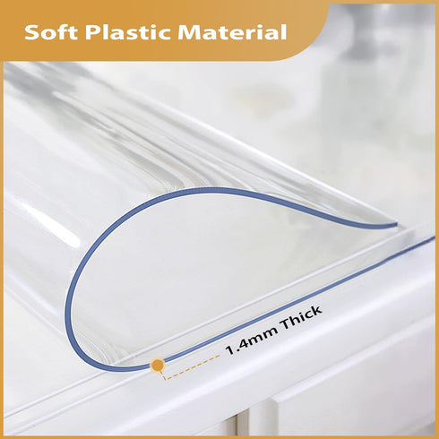 24 48 Inch, 1.4mm Clear Table Protector x Thick Waterproof PVC Plastic Table Cover, Durable Table Pad for Dining Room