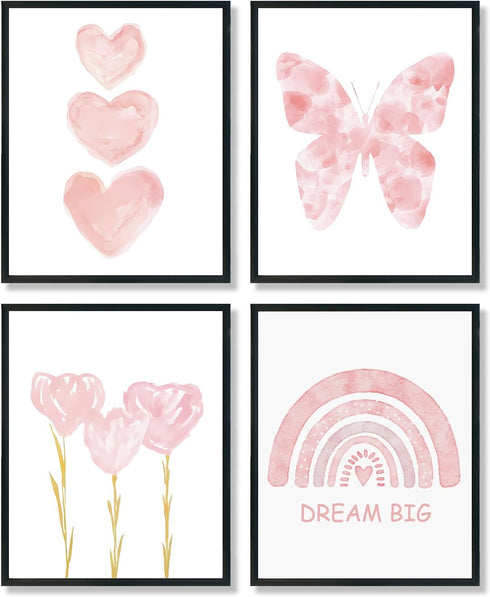 ULEGIE Toddler Girl Room Decor, Pink Girls Room Nursery Dream Big Wall Art