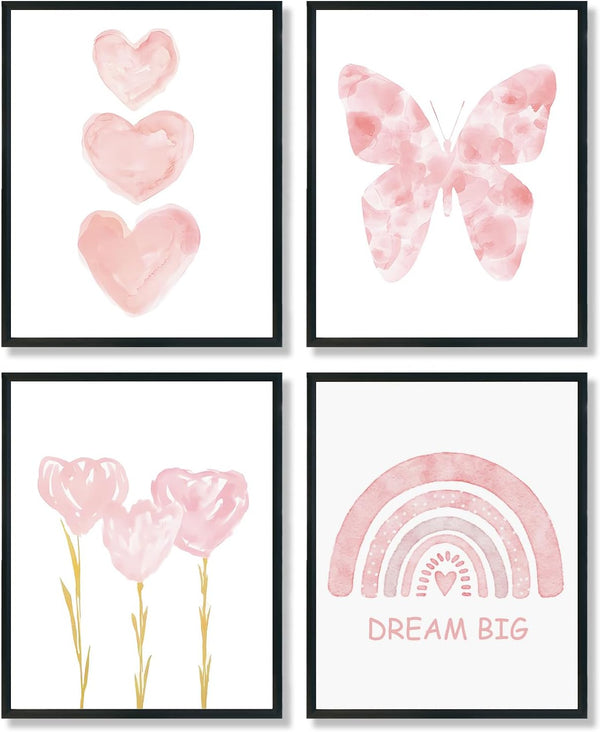 ULEGIE Toddler Girl Room Decor, Pink Girls Room Nursery Dream Big Wall Art