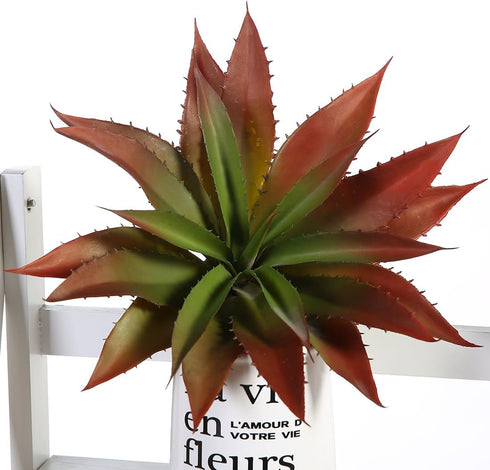 JUSTOYOU Large Artificial Succulents Aloe Plants - Real Touch Fake Flowers Unpotted (1, Green-Red)