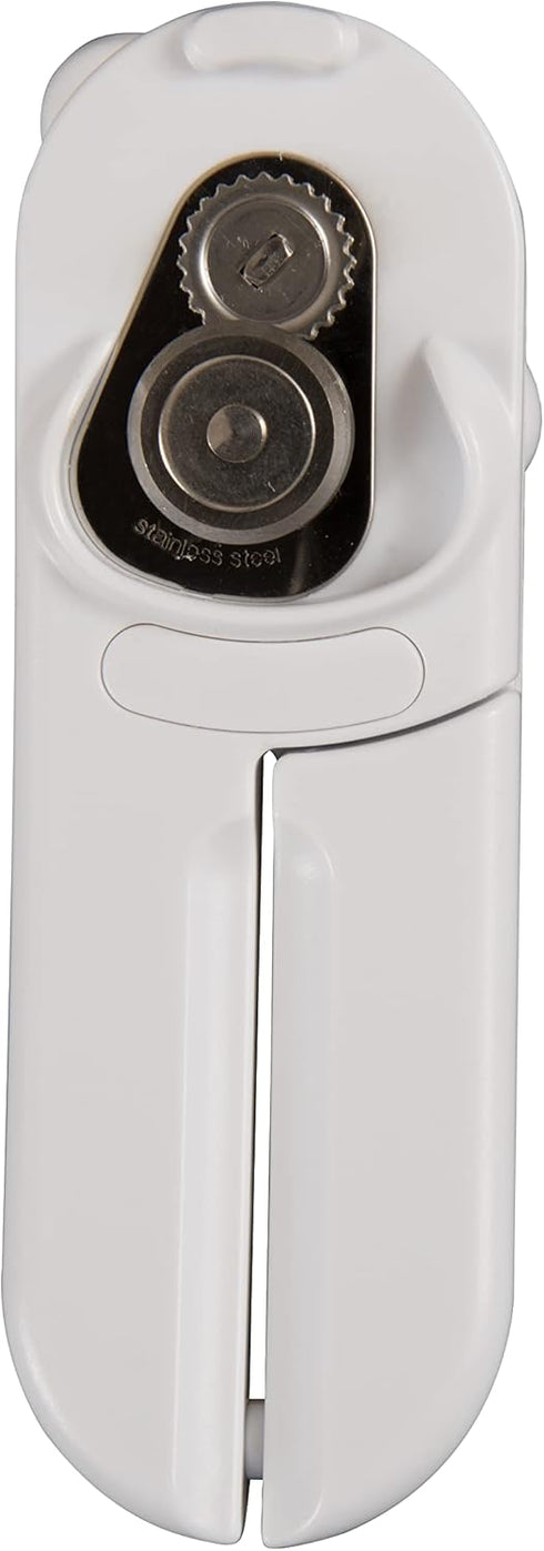 MagiCan Manual Can Opener - Heavy Duty Kitchen Gadget for Effortlessly Opening Cans, White Stainless Steel