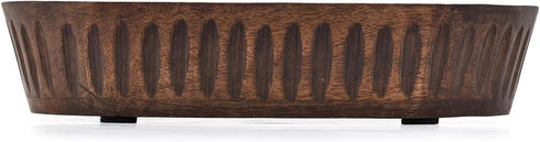 Mango Wood Decorative Bowls for Home Décor, Long Wooden Bowl for Table Centerpiece (10" x 6" x 2")