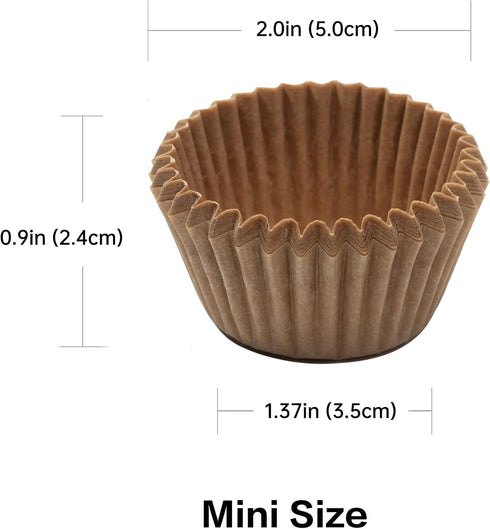 Non-Stick 400pcs Mini Cupcake Liners for Baking, Natural parchment mini muffin liners for Mini Muffin Pan, Mini Cupcake Pan, Food Grade,Non Stick, Greaseproof by Bake Choice