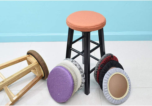 Levoberg 13inch/33cm 7 Round bar Stool Covers Linen Sponge bar Stool Cushions Round Chair seat slipcovers