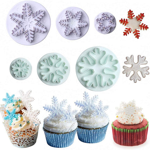 HiParty 6Pcs/Set Snowflake Fondant Cutter, Cookie Cutter Set with 6 Snowflake Shapes, White/Transparent